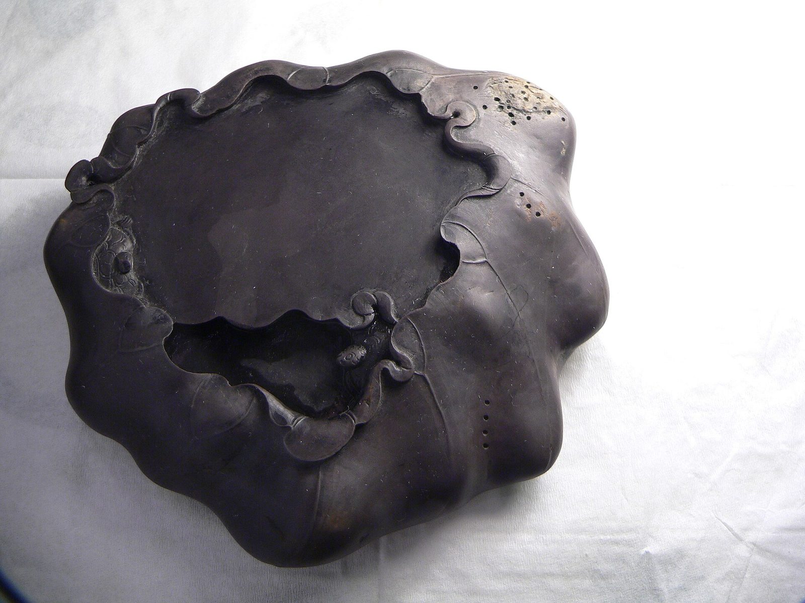 Carved dark Duan inkstone for calligraphy